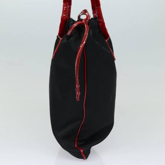 PRADA Tote Bag Nylon Velour Black Red Silver Auth 85714 - Picture 3 of 16